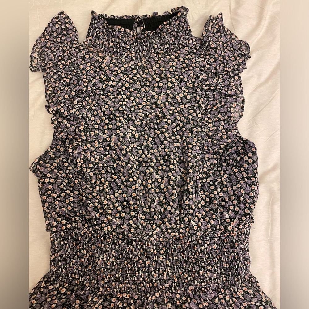 Lulu’s Floral Print Mock Neck Midi Dress, wedding guest, shower - Picture 4 of 4